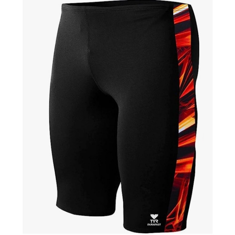 TYR Durafast Elite Asteroid Splice Jammer Men Swim - Black Orange - Size 32 $52 - Picture 2 of 8